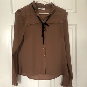 GLAMOROUS beige button up blouse